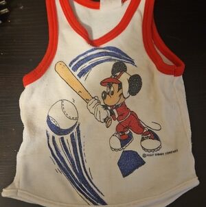 Vintage Disney Kids Mickey Mouse Baseball Tank Top - Red & Blue